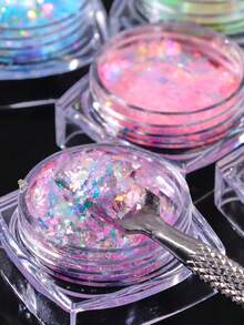 6 Colors Luxury Brocade Power Nail Glitter 1/6 Boxes Opal Pigment, Ice Crystal Pigment, Thin Film, Bright And Transparent Chameleon Glitter Nail Powder, Suitable For DIY Nail Salons Nail Supplies - Multicolor - View 7