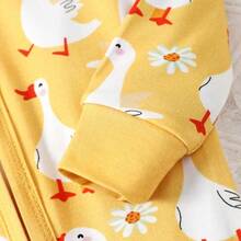 PP Bamboo Fiber Long Sleeve Jumpsuit With Cartoon Goose Print For Baby Girl - Yellow - View 4