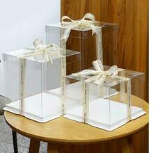 1 Stück Geschenkverpackungsbox für Party/Feiertage, 1-lagige, 2-lagige, 3-lagige Geschenkaufbewahrungsbox - Weiss - Übersicht 2