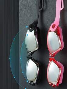 1 件成人游泳镜，男女通用大镜框电镀防水防雾透明游泳镜带耳塞，海滩必需品，海滩配件，泳池浮板