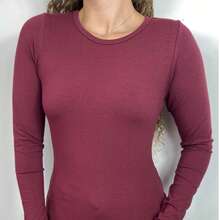 Women's Basic Long Sleeve Cotton Blouse - 楓 - 查看 5