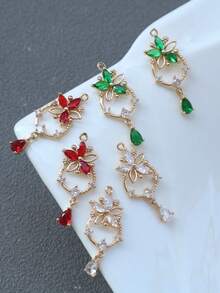 1pc/3pcs/6pcs Micro-Inlaid 5-Petal Teardrop Pendant, Suitable For DIY Jewelry Making, Earrings, Necklaces, Keychains - Multicolor - View 7