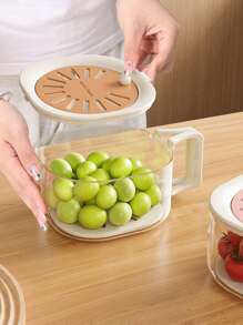 1pc 2-In-1 Double-Layer Drainage Basket, Fruit Drainage Container With Foldable Handle, Fruit And Vegetable Cleaning Bowl, 2-In-1 Easy-To-Use, Drainage Basket, Fruit Storage Basket, Vegetable Drainage Basket, Vegetable Drying, Multifunctional Food Filter