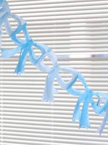 1pc Pink And Blue Paper Bow Flag, Cute And Sweet Decorative Banner For Birthday Party Decoration