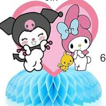 Sanrio قطعة واحدة من ديكور قرص العسل الجميل لحفلة عيد الميلاد على شكل قرطاطون، حامل عرض قرص عسل هالو كيتي