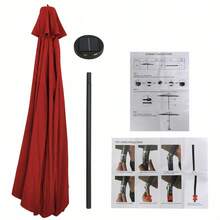 10039; Patio Market Umbrella Sunshade Patio Umbrella Steel Tilt W Crank MultiColor - as pic - View 6