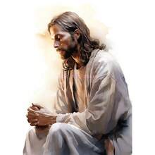 1pc Rellgion Jesus In Prayer Sheep Christian Child Bible Canvas Printing Wall Arts Picture For Living Room Decor Posters Optional Frame ,Wall Art With Frame - Multicolor - View 29