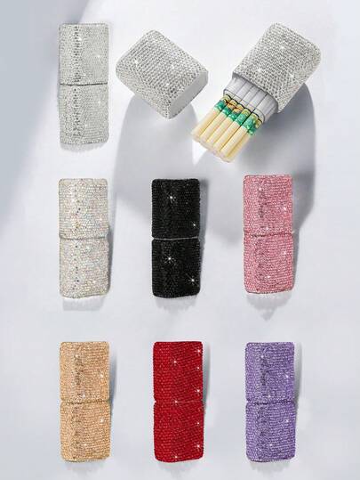 1pc Fashionable Rhinestone Cigarette Case, High-End Diamond Inlaid Cigarette Case Protective Shell, Moisture-Proof Portable Cigarette Case, Y2K, Cigarette Storage, Convenient For Travel, Suitable For Bags, Luggage, Pockets And Cars, Birthday Party Holiday Gift, Diamond Decorative Art, Halloween, Thanksgiving, Christmas