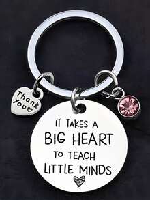 1 件“It Takes A Big Heart”不锈钢钥匙扣，镶有粉色水钻，教师节/毕业礼物，感谢学校背包 - thank you紅蘋果 - 查看 7