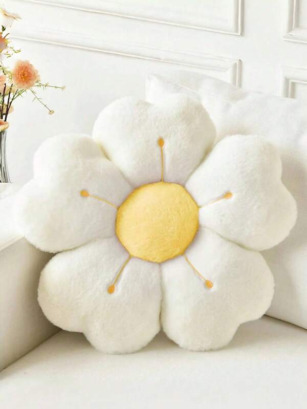1 almofada decorativa de flores, almofada em formato floral para decoração de cama, sofá e quarto, almofada fofa com margaridas para chão de dormitório, primavera, presente para família e amigos