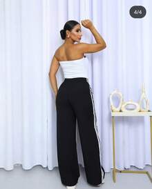 PANTALONA COM LISTRA LATERAL - Preto - Visão 2
