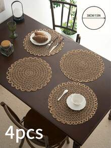 1/4/6/12 miếng lót đĩa tròn bằng vải lanh dệt phong cách Bohemian, thích hợp cho tiệc ngày lễ, sinh nhật, trang trí bàn ăn ngoài trời/đồng quê, mọi mùa - Nhiều màu - Xem 18