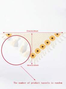 1pc Women Cream Floral Crochet Hollow Out Fringe Headband, Suitable For Everyday Wear, Sports, Beach, Holiday Outfit,Hair Accessories Bandanas Head Bandana Hair Scarf, Headscarf Fall Winter Hair Band For Vacation Outfits Woman - Yellow - View 4