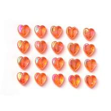 100入組/包透明亞克力珠子染色AB顏色心紅色心DIY首飾配件