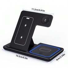 LED Fast Wireless Charger Stand 3 In 1 Foldable Charging Station For I Phone 16 15 14 13 12 A Pple Watch 9 8 7 6 5 Air Pods Pro