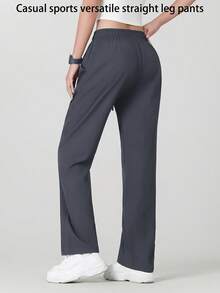 3件套女士运动直筒裤，休闲百搭直筒宽松长裤，时尚紧身裤 - 彩色 - 查看 5