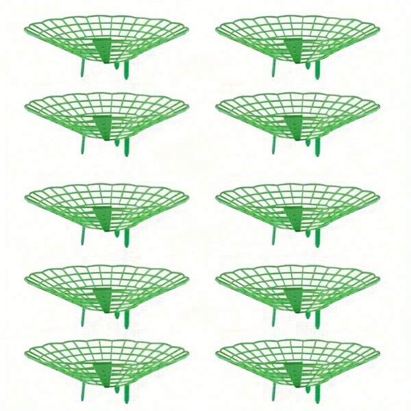 10pcs Green Strawberry Grow Trellises With 3 Sturdy Legs - PVC Plant Support Cages, Mold And Corrosion Resistant, Ideal Planting Assistant