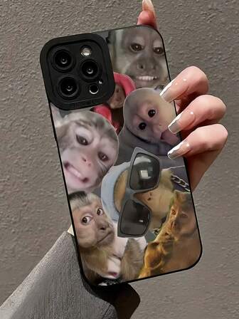 1 pieza Nuevo estuche de teléfono con diseño creativo de mono compatible con iPhone 16 Pro Max, funda protectora compatible con iPhone 11/12/13/14 Plus, XR/7/8 Plus/15 Pro Max, resistente al agua, a los golpes, a las caídas y a los arañazos