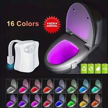 Toilet Night Light , Motion Sensor Activated LED Lamp, Fun 8/16Colors Changing Bathroom Nightlight Add On Toilet Bowl Seat, Perfect Decorating Gadget For Dad Adults Kids Toddler-Battery Not Included - Multicolor - View 4