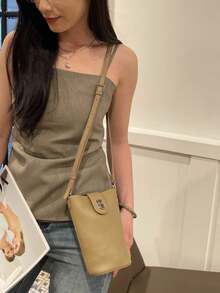 Cowhide All-Match Mobile Phone Bag Fashion Simple Mini Mini Shoulder Messenger Bag - Elephant Gray - View 5