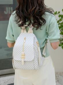 Fashionable Women Clover Backpack,PU Leather Shoulder Bag,Handbag,Student Bookbag,Commuter Bag,School Bag,Portable,Laptop Compartment,Large Capacity,For Teen Girls Women College Students,College,Middle School,High School,Outdoors,Travel,Outings,Elementary School,Office