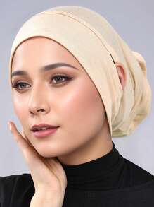 1pc Solid Color Moisture-Wicking Cotton Under-Cap With Ear Holes, High Quality Silky Fabric Soft Beanie Cap