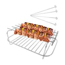 1pc Outdoor Portable Stainless Steel Barbecue Grill Air Fryer Rack, Double Layer Steamer Round Fish Grill Rack, Wholesale In Stock
