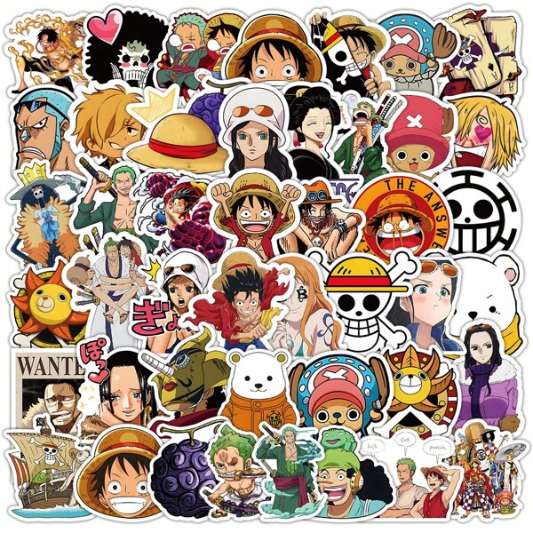 ONE PIECE 50PCS Japan Anime One Piece Toy Sticker Notebook Motorcycle Skateboard Computer Decoration Graffiti Stickers Pack Toy Gifts ﻿Party Game Reward,School Supplies,Back To School