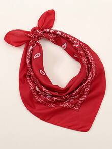 1pc Fashionable Versatile Printed Large Square Scarf/ Women Bandana, Suitable For All Seasons - 07-red - View 2
