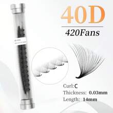 DAIFIYAN Pestañas postizas premontadas de volumen 600/480/420, hechas a mano con tallos naturales largos en 6D/8D/10D/12D/14D/16D/20D/30D/40D, forma C, longitud de 8-15 mm, extensiones de pestañas de visón artificial