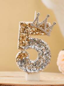 1 Birthday Candle, Festive Party Cake Decoration Gradient Gold Gold Thread Creative 0-9 Digital Candle Cake Decoration Birthday Candle