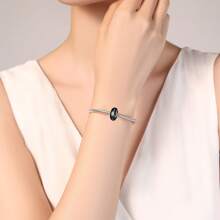 PARCOM 1 pieza Juego de joyas con cuentas espaciadoras de diseño simple plateadas en plata y de silicona, adecuadas para pulseras y collares, pueden ser un regalo perfecto de cumpleaños, festival o decoración de pulseras
