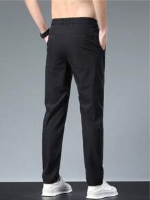 Pantalones casuales rectos de unicolor para hombres - Versión regular apta para todo el año de pantalones largos de golf, adecuados para actividades al aire libre, uso casual y ligero de negocios