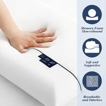 Almohada de espuma viscoelástica refrescante, almohada ventilada para cama, almohada de gel de tamaño estándar, para dormir de lado, boca arriba y boca abajo, soporte cómodo para verano (1 paquete, 10 cm de alto) - Blanco - Ver 3