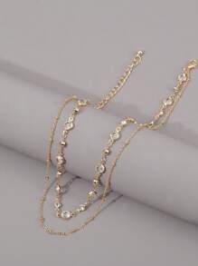 1pc Minimalist Fashionable Personalized Glass Multi-Layer Necklace For Women