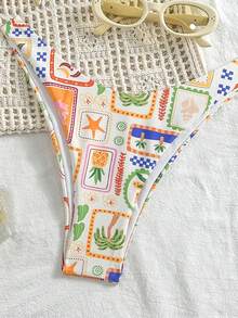 Women's Adjustable Strap, Tie-Back Printed Bikini Set With Underwired, Suitable For Summer Beach And Pool Party - Multicolor - View 5