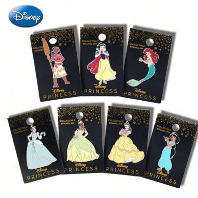Disney 1Pc Disney Officially Licensed Collectible Enamel Princess Brooches Belle Jasmine Ariel And Other Beautiful Pins Cute Small Gifts Dress Accessories Pin For Clothes Bag Charm For Women Family Friends Backpack For School