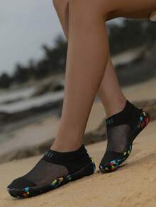 ZVB Couples Water Shoes, Skin-Friendly Soft-Soled Women's Beach Shoes For Swimming, Diving, Fishing, Outdoor Quick-Dry Summer Sandals, Anti-Slip And Breathable - màu đen - Xem 2