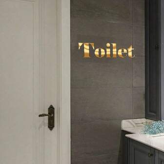 Pegatina decorativa de pared acrílica 3D, calcomanía de identificación para la pared del baño o la entrada