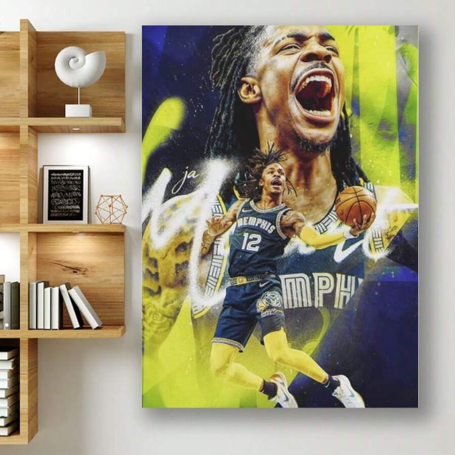 Framed Lurouya Ja Morant Basketball Player Poster Poster Album Cover Posters For Bedroom Wall Art Canvas Posters Music Album Cover Poster - Framed - View 1