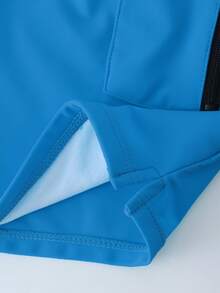 大码男士性感泳裤，带前口袋拉链，沙滩短裤，泳装 - 寶藍色 - 查看 3