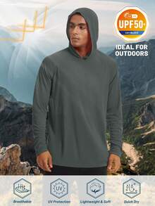 Cavva 男士夏季UPF 50+防晒长袖衬衫速干轻便透气柔软户外徒步跑步 - 深灰色 - 查看 4