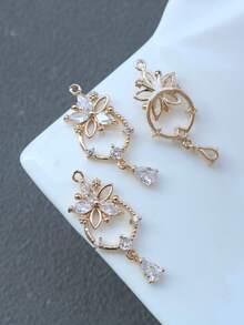 1pc/3pcs/6pcs Micro-Inlaid 5-Petal Teardrop Pendant, Suitable For DIY Jewelry Making, Earrings, Necklaces, Keychains - Multicolor - View 16