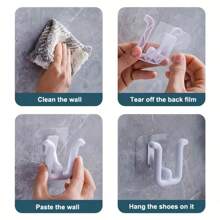 4 piezas de estantes adhesivos de colores para zapatillas - impermeables, ganchos para zapatos montados en la pared para baño, cocina y decoración del dormitorio | ahorro de espacio, fácil de instalar - estilo moderno, material de plástico, fácil de instalar
