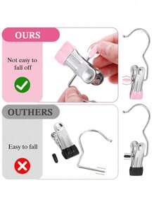Premium Stainless Steel Clothes Clip, Adjustable Metal Pants Hanger With Clips,Laundry Clothes Nail With Hook, Portable Hanging Clothes Clip Decorations Costumes Decor Festival Decor Pants And Skirt Hangers With Grip Clips,Spring,Minimalist,Summer Tops