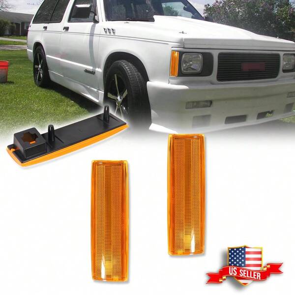 2pcs Amber/Smored Front Corner Side Marker Signal Light Cover For Chevrolet S10 Blazer 1982-1993