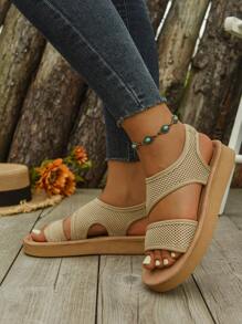 Women's Platform Sandals, Fashion Summer Shoes With Mesh Breathable Details, Comfortable Casual Beach Flip Flops, Suitable For Warm Weather Outfits. Bohemian Hollow Beach Festival Wedding School Vacation Party Office Home Gym Outdoor Summer