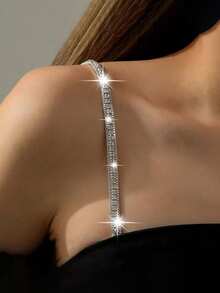 1 Par Halterneck de Sutiã Fashion de Alta Qualidade Decorativas com Strass, Alças Invisíveis e Antiderrapantes para Mulheres