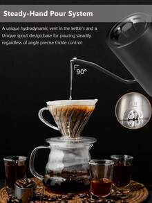 Bouilloire à col de cygne électrique, contrôle de température ±1 °C, pour le café et le thé filtrés, intérieur en acier inoxydable 304, bouilloires électriques à chauffage rapide pour faire bouillir l'eau