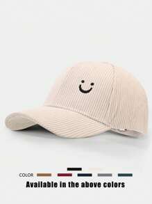1 pezzo Cappellino da baseball regolabile con ricamo di volto sorridente, cappello casual per protezione solare da esterno per primavera, autunno, viaggi, spiaggia, vacanza, stile Y2K per giovani adulti